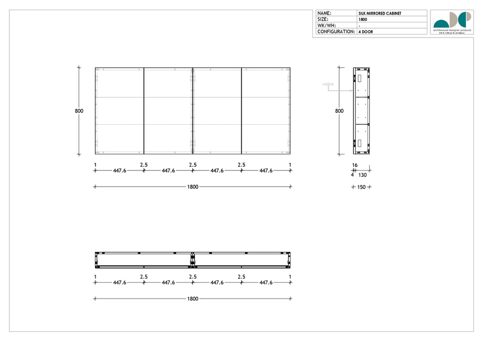 ADP Silk 4 Door Mirrored Cabinet 1800mm