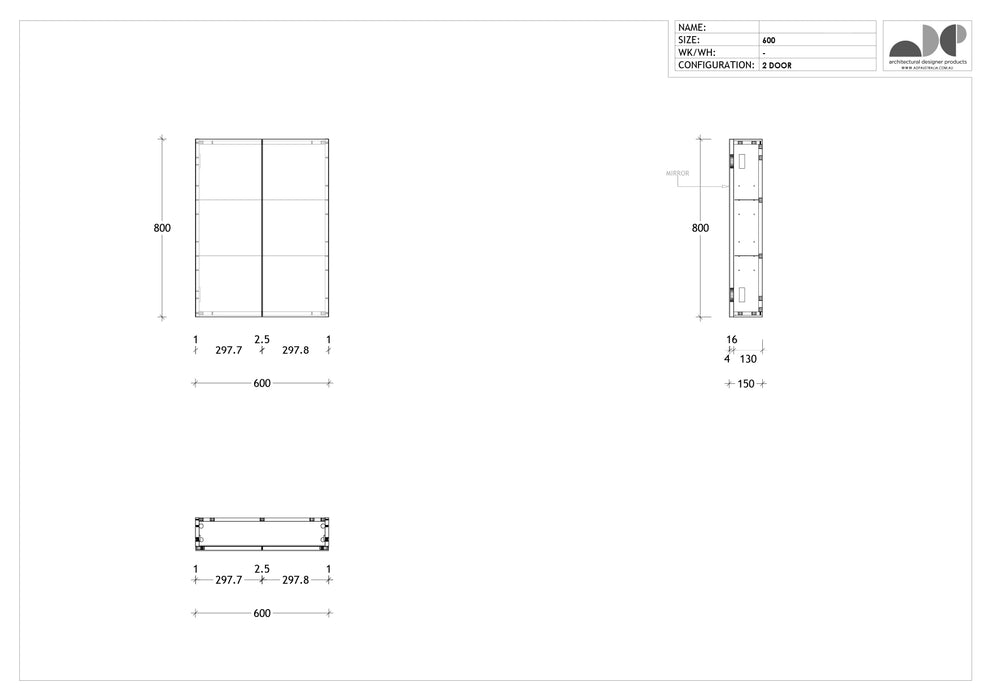 ADP Silk Mirrored Cabinet 600mm