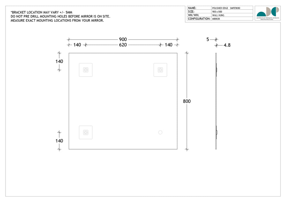 ADP Polished Edge Mirror 900mm