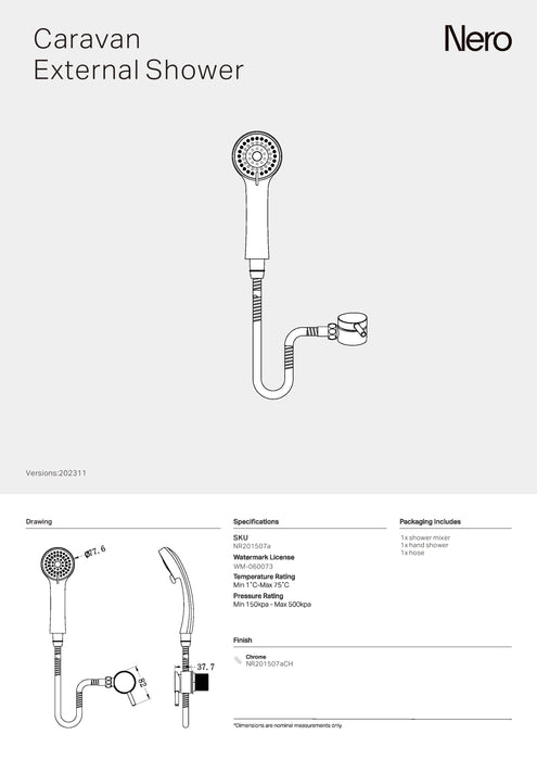 Nero Caravan External Shower