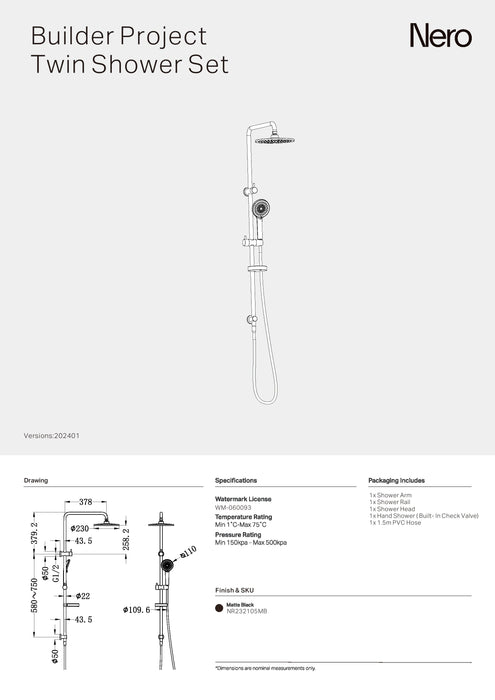 Nero Builder Project Twin Shower Set