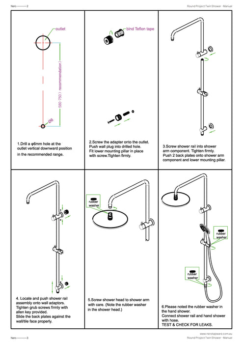 Nero Round Project Twin Shower