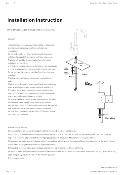 Nero Dolce Kitchen Mixer Square Shape