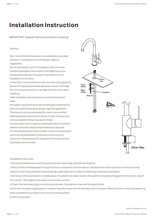 Nero Dolce Kitchen Mixer Gooseneck