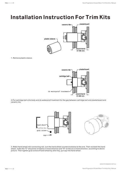 Nero Kara Progressive Shower Mixer Trim Kits