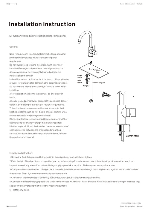 Nero Ecco Kitchen Mixer