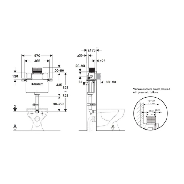 Geberit Kappa Mid-level Under Counter Cistern