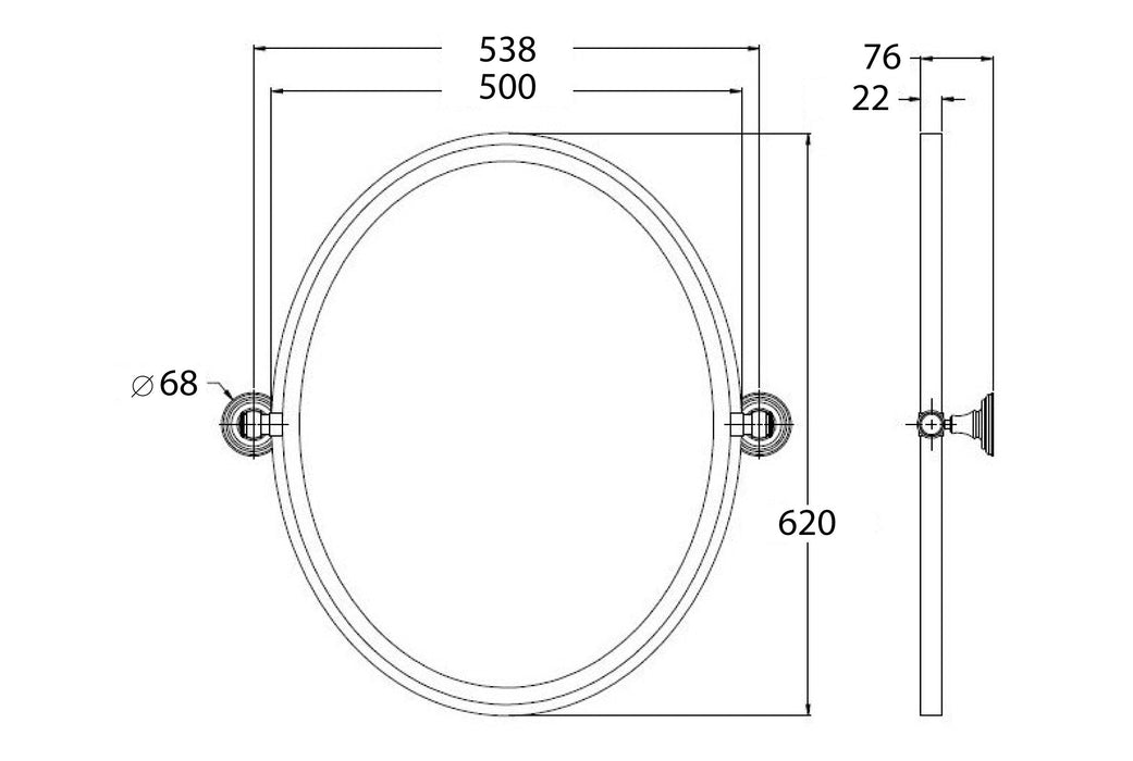 Turner Hastings Mayer Pivot Oval Mirror Chrome 460mm