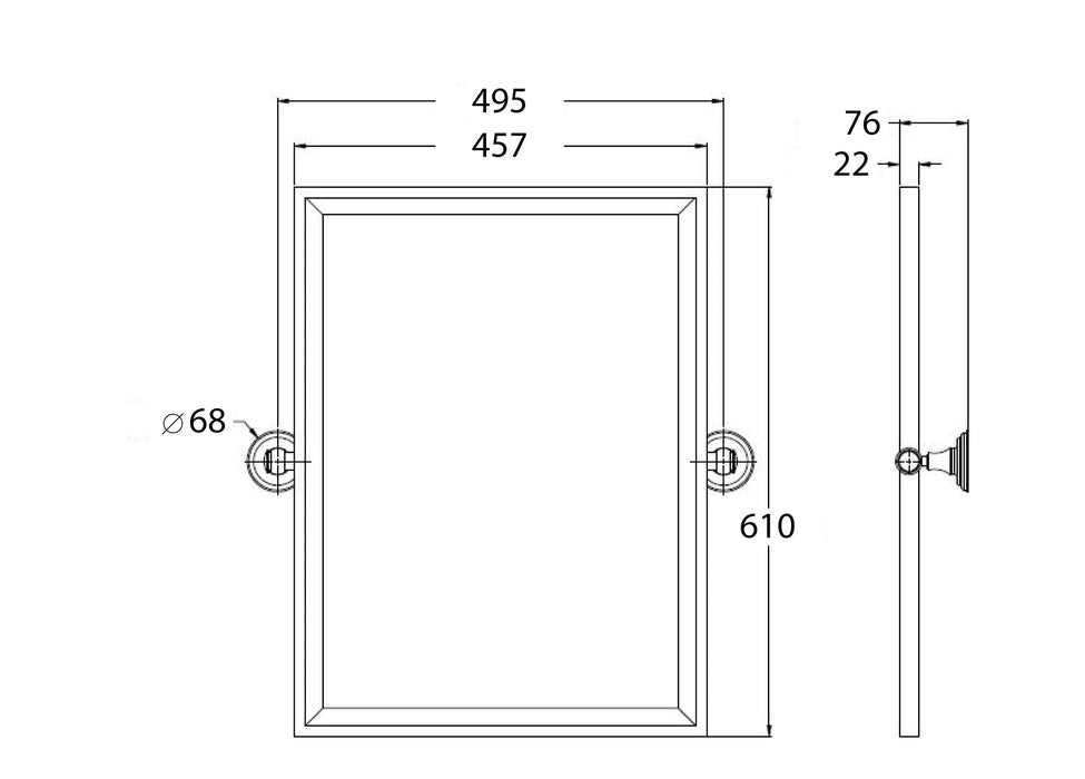 Mayer Pivot Rectangle Mirror Brushed Nickel 460mm