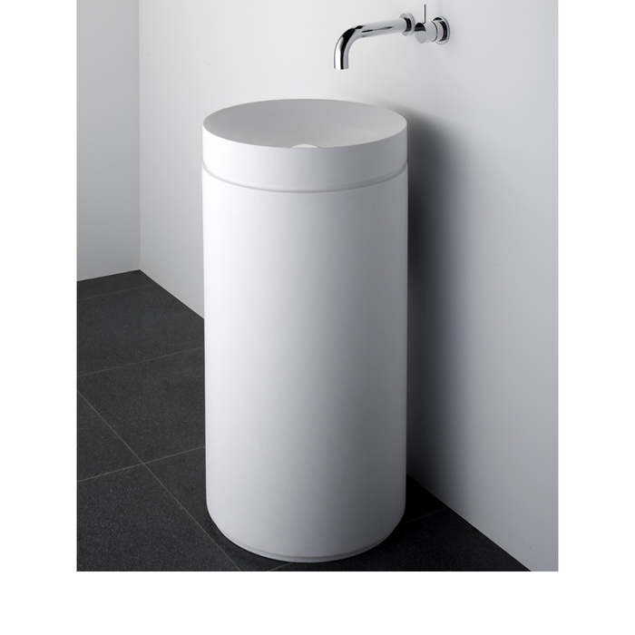 Omvivo Mono 440 Round Solid Surface Basin With Pedestal 440mm