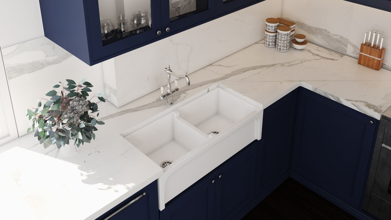 Turner Hastings Patri 100 x 47 Fine Fireclay Double Bowl Butler Sink 1000mm