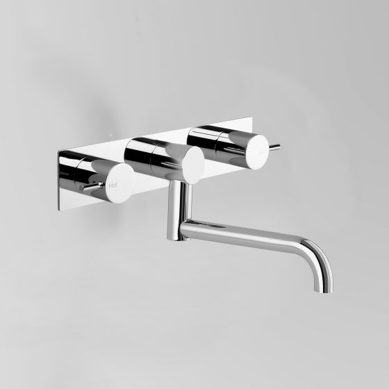 Astra Walker Icon Wall Set with 200mm Underslung Swivel Spout on Backplate - a69.29.bp