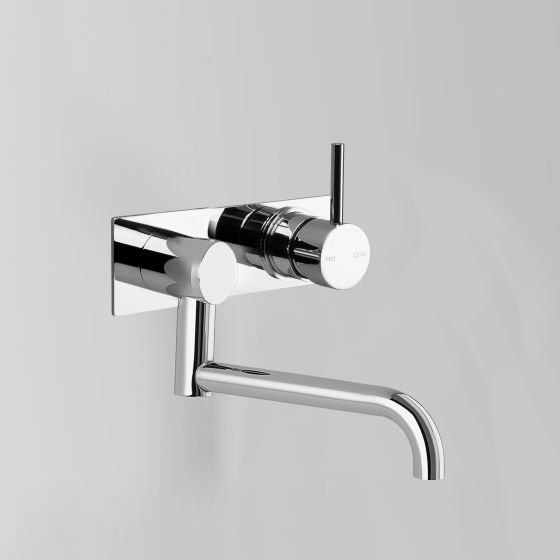 Astra Walker Icon Wall Set with Underslung Swivel Spout & Mixer on Backplate - a69.29.48.bp